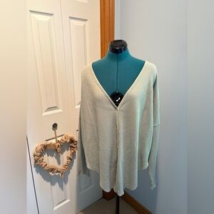 BABATON THE GROUP Oversized Waffle Sage Green Top